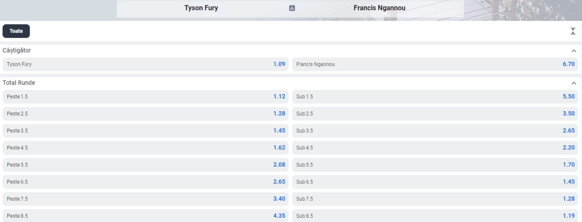 Tyson Fury vs Francis Ngannou - Prezentare cote Betano