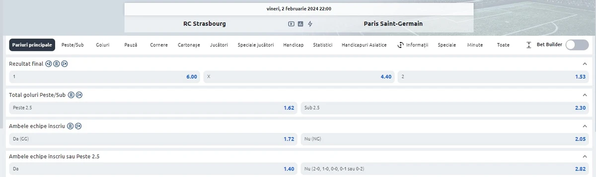 Ponturi pariuri Strasbourg vs PSG - Ligue 1