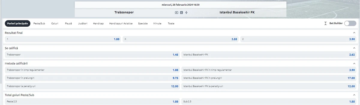 Ponturi Trabzonspor vs Basaksehir - Cupa Turciei