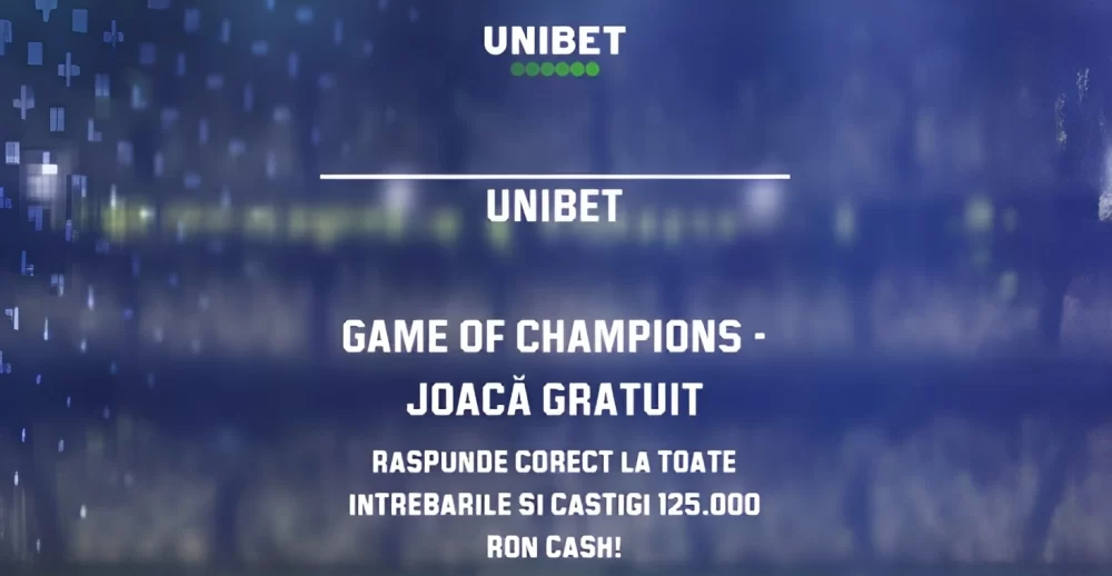 Castiga GRATUIT 125.000 RON CASH la Unibet