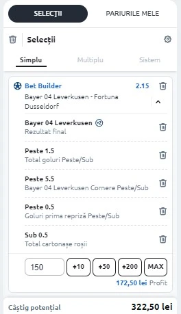 Ponturi Leverkusen vs Dusseldorf - Mizam pe cota 2