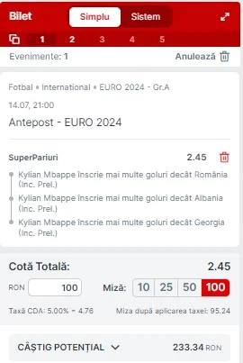 4 recomandari speciale in cote mari - EURO 2024