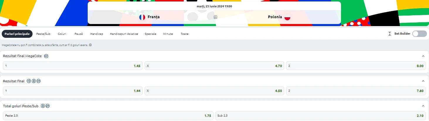 Ponturi Franta vs Polonia - EURO 2024