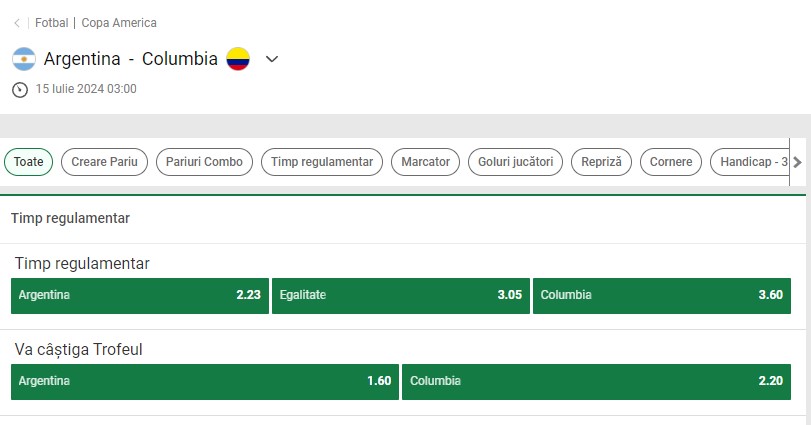 argentina columbia cote pariuri unibet