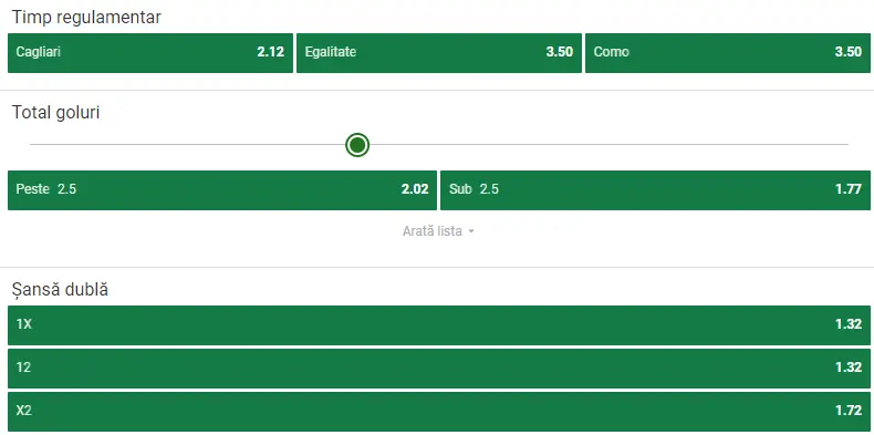 Cote pariuri Cagliari vs Como