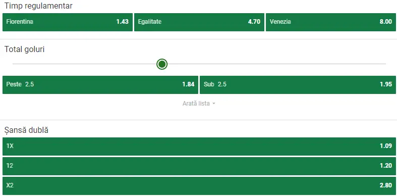 Cote pariuri Fiorentina vs Venezia