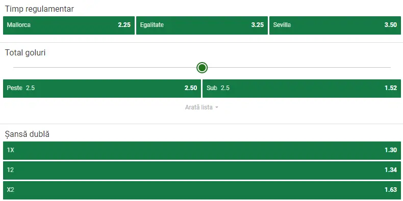 Cote pariuri Mallorca vs Sevilla