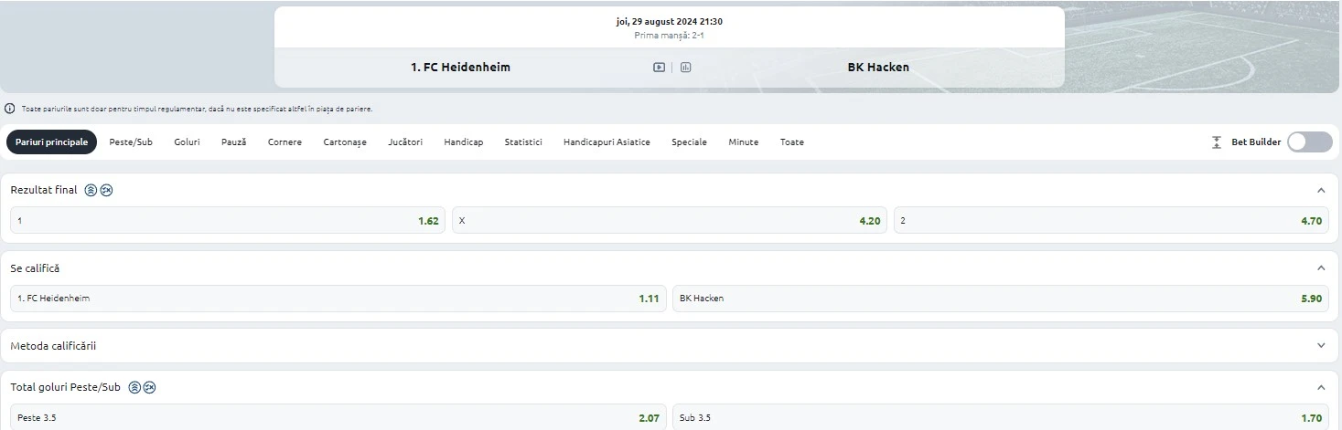 Heidenheim vs Hacken - Ponturi pariuri Conference League