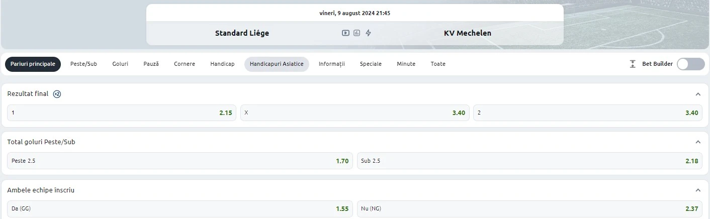 Standard Liege vs Mechelen - Ponturi pariuri Jupiler League