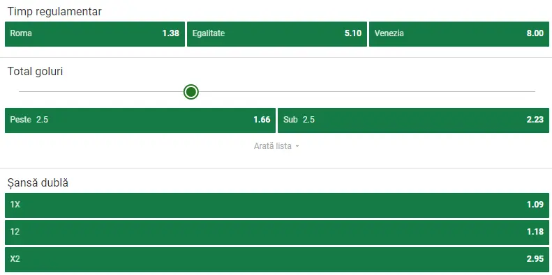 Cote pariuri AS Roma vs Venezia