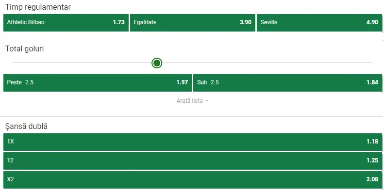 Cote pariuri Athletic Bilbao vs Sevilla