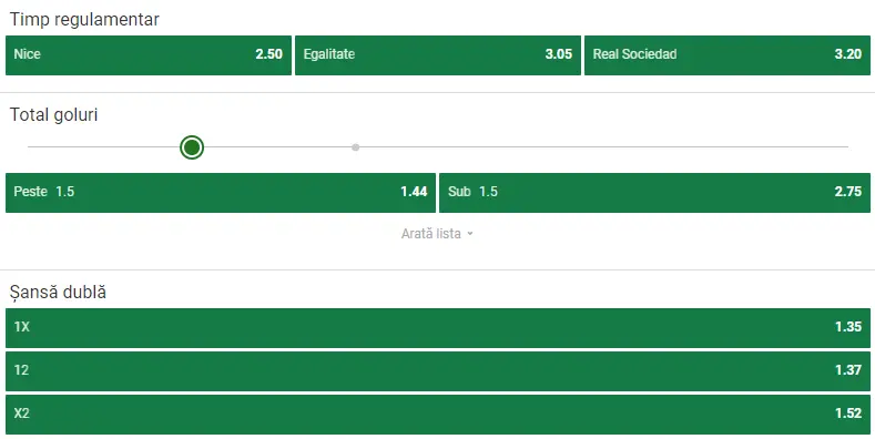 Cote pariuri Nice vs Real Sociedad