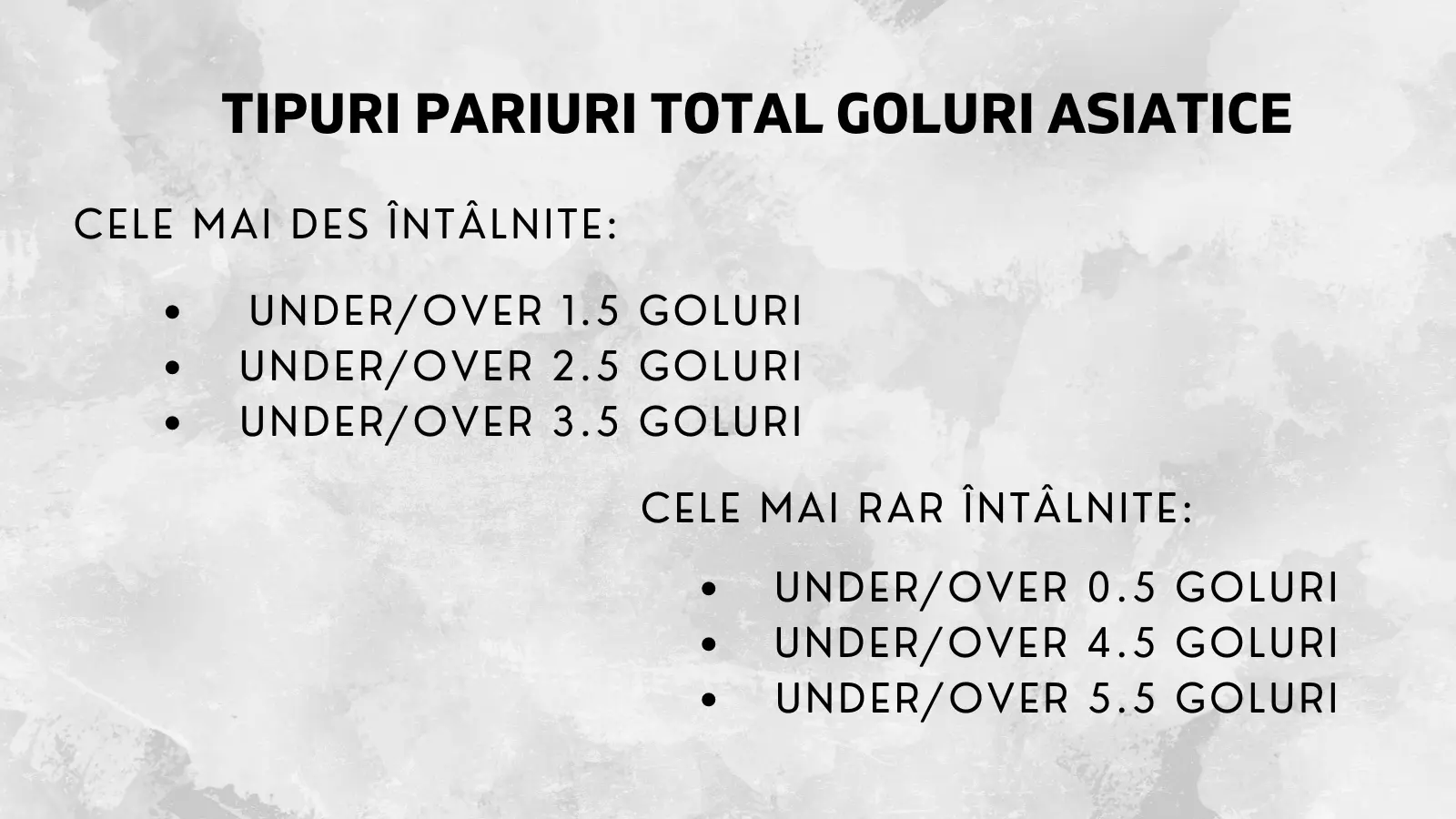 Tipuri de pariuri pe total goluri asiatice