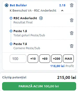 Beerschot vs Anderlecht Bet Builder