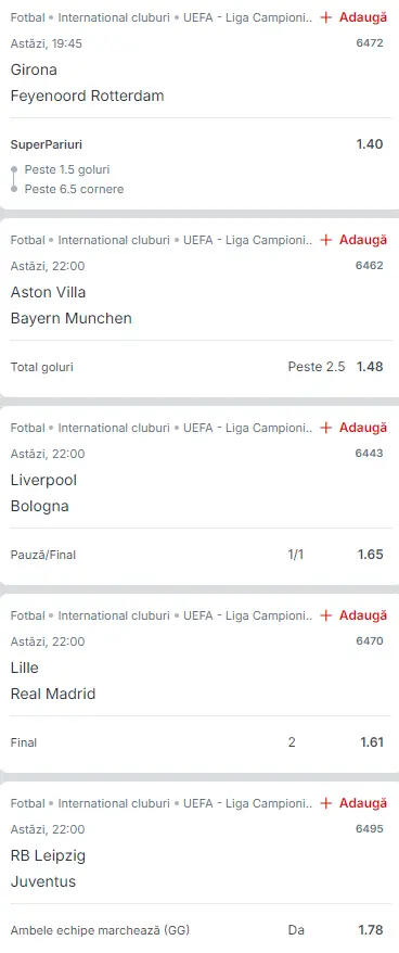 Biletul Zilei Superbet din Champions League