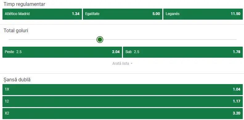 Cote pariuri Atletico Madrid - Leganes