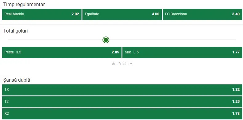 Cote pariuri Real Madrid vs Barcelona la Unibet