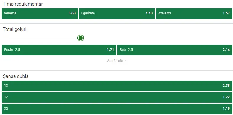 Cote pariuri Venezia vs Atalanta