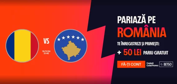 Bonus Fără Depunere România vs Kosovo: Primești 50 RON FreeBet și 500 Rotiri Gratuite