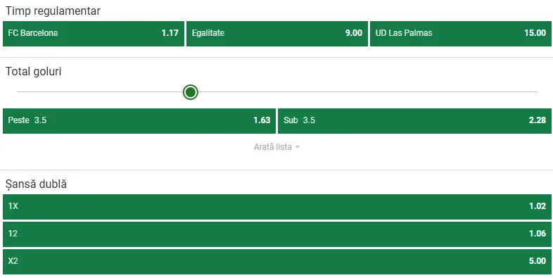 Cote pariuri Barcelona vs Las Palmas