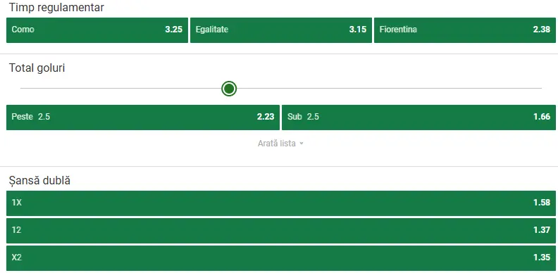 Cote pariuri Como vs Fiorentina