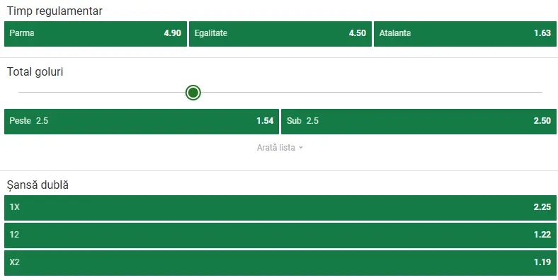 Cote pariuri Parma - Atalanta