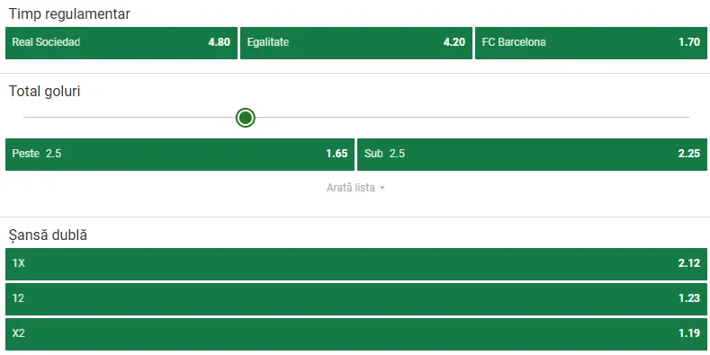 Cote pariuri Real Sociedad - Barcelona