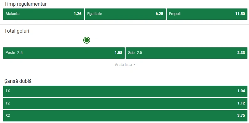 Cote pariuri Atalanta vs Empoli