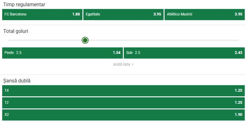 Cote pariuri Barcelona - Atletico Madrid