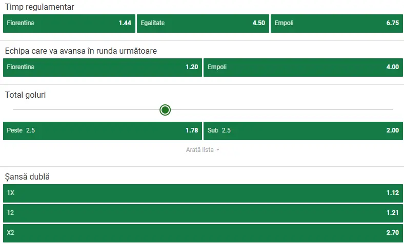 Cote pariuri Fiorentina vs Empoli