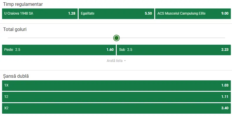 Cote pariuri U Craiova 1948 - Câmpulung