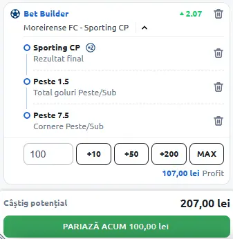 Moreirense vs Sporting Lisabona Bet Builder