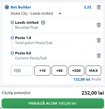 Stoke City vs Leeds United Bet Builder