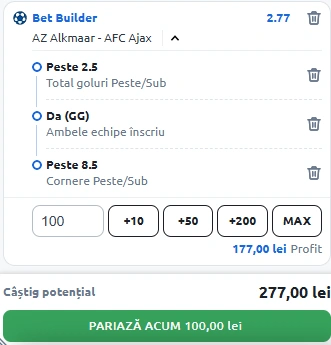 AZ Alkmaar - Ajax Bet Builder in cota 2