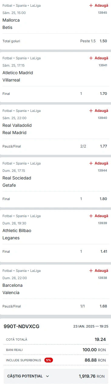 Biletul Etapei 21 din La Liga