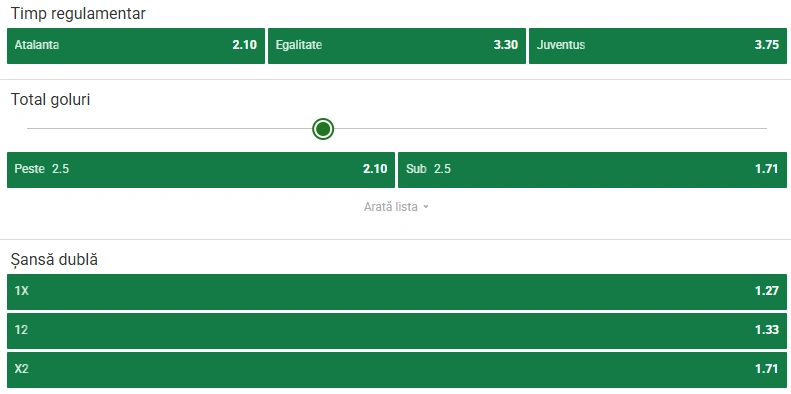 Cote pariuri Atalanta vs Juventus