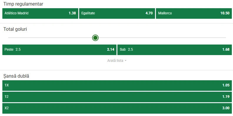 Cote pariuri Atletico Madrid - Mallorca