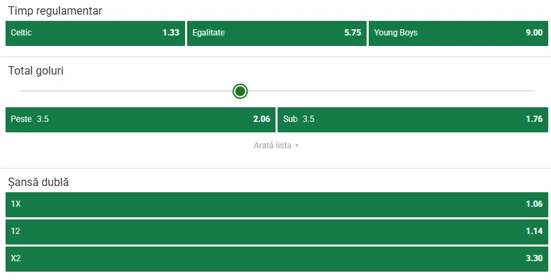 Cote pariuri Celtic vs Young Boys