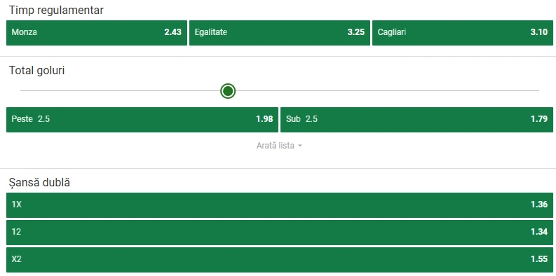 Cote pariuri Monza vs Cagliari