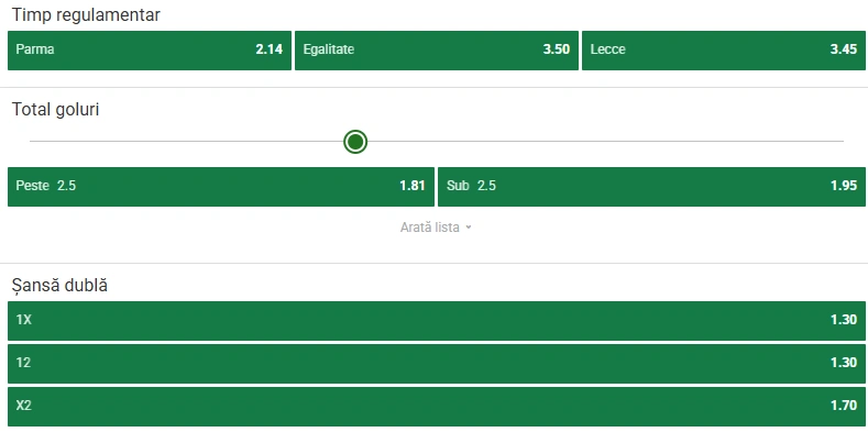 Cote pariuri Parma vs Lecce