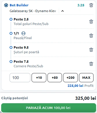 Galatasaray - Dynamo Kiev Bet Builder in cota 3