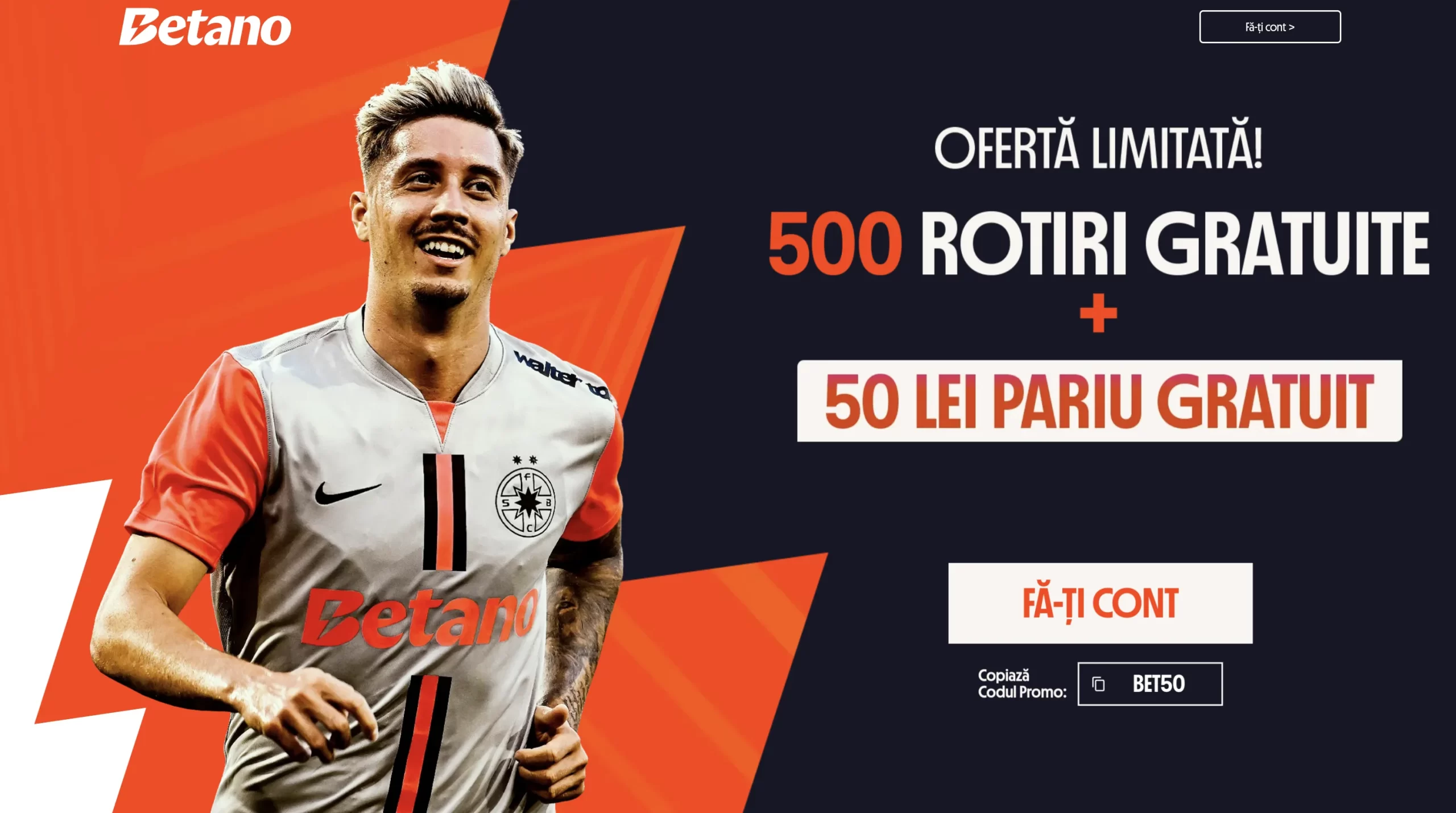 Oferta 500 Rotiri Gratuite + 50 Lei Pariu Gratuit La Betano