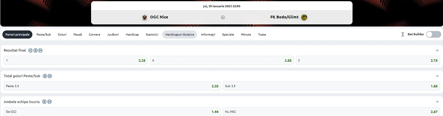 Cote pariuri Nice vs Bodo/Glimt