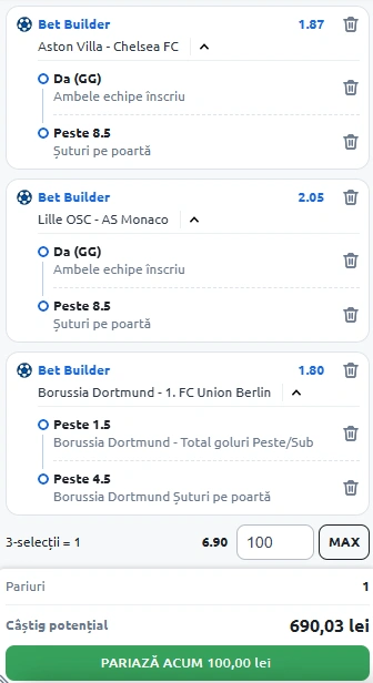 Biletul Zilei Bet Builder din 22 februarie