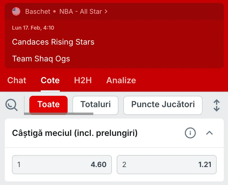 Cote Pariuri Team C - Team Shaq Superbet