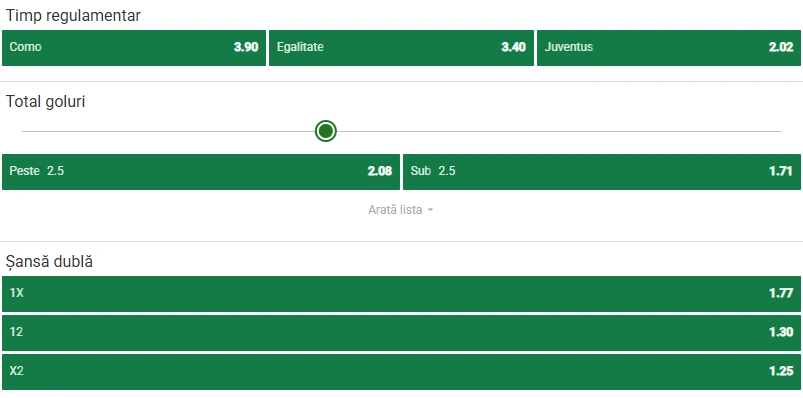 Cote pariuri Como vs Juventus