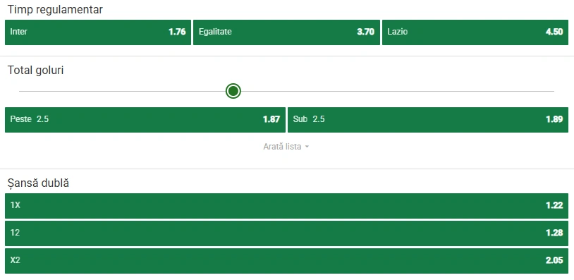 Cote pariuri Inter Milan vs Lazio