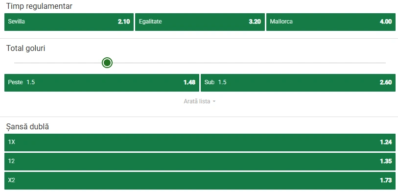 Cote pariuri Sevilla vs Mallorca