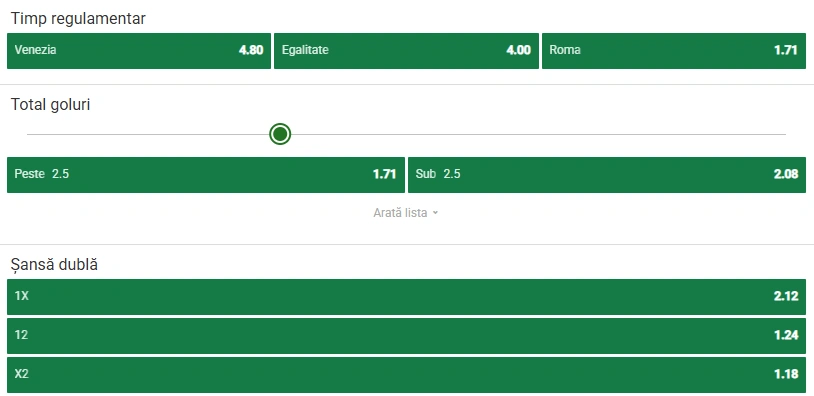 Cote pariuri Venezia vs AS Roma
