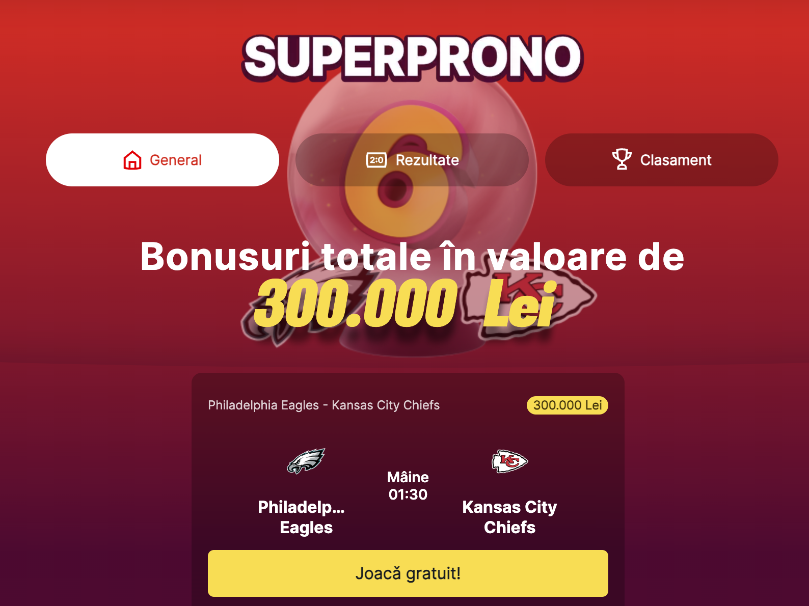 Superprono superbowl 2025 premii 300000